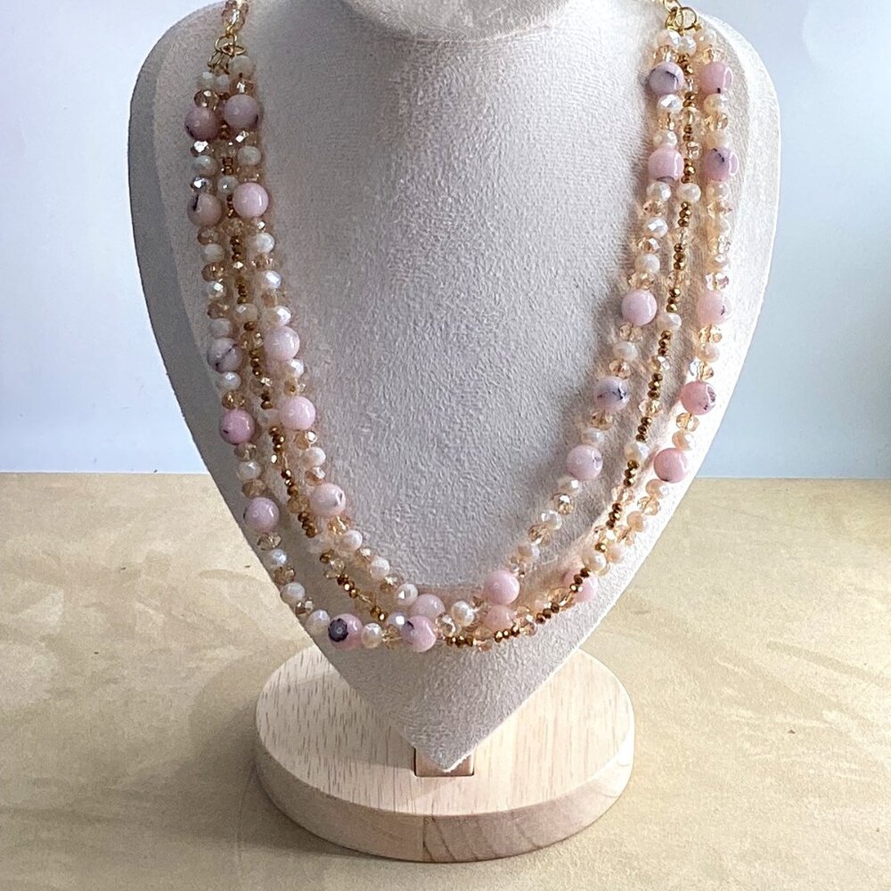 ✨Handmade Multi-Layer Necklace – Natural Crackle Agate & Gold Hematite Accents